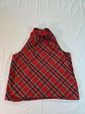 J.Crew Halter Tank Top Tartan Plaid Women's Medium Red
